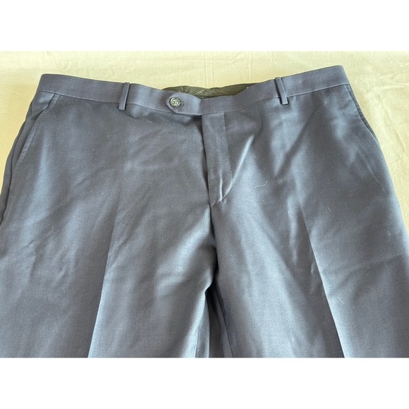 NWT JOS A BANK PANTS 40R 36 UNHEMMED CUSTOM EXPRESS NAVY BLUE FLAT FRONT‎ NEW - Picture 3 of 14
